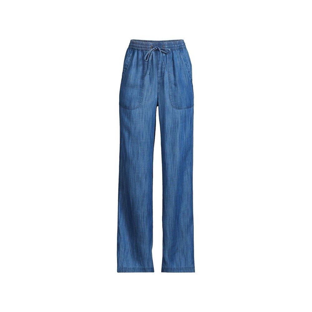 LANDS'END Lagenlook Blue Chambray TENCEL Pull On Wide Leg Pant Women's Size 24W